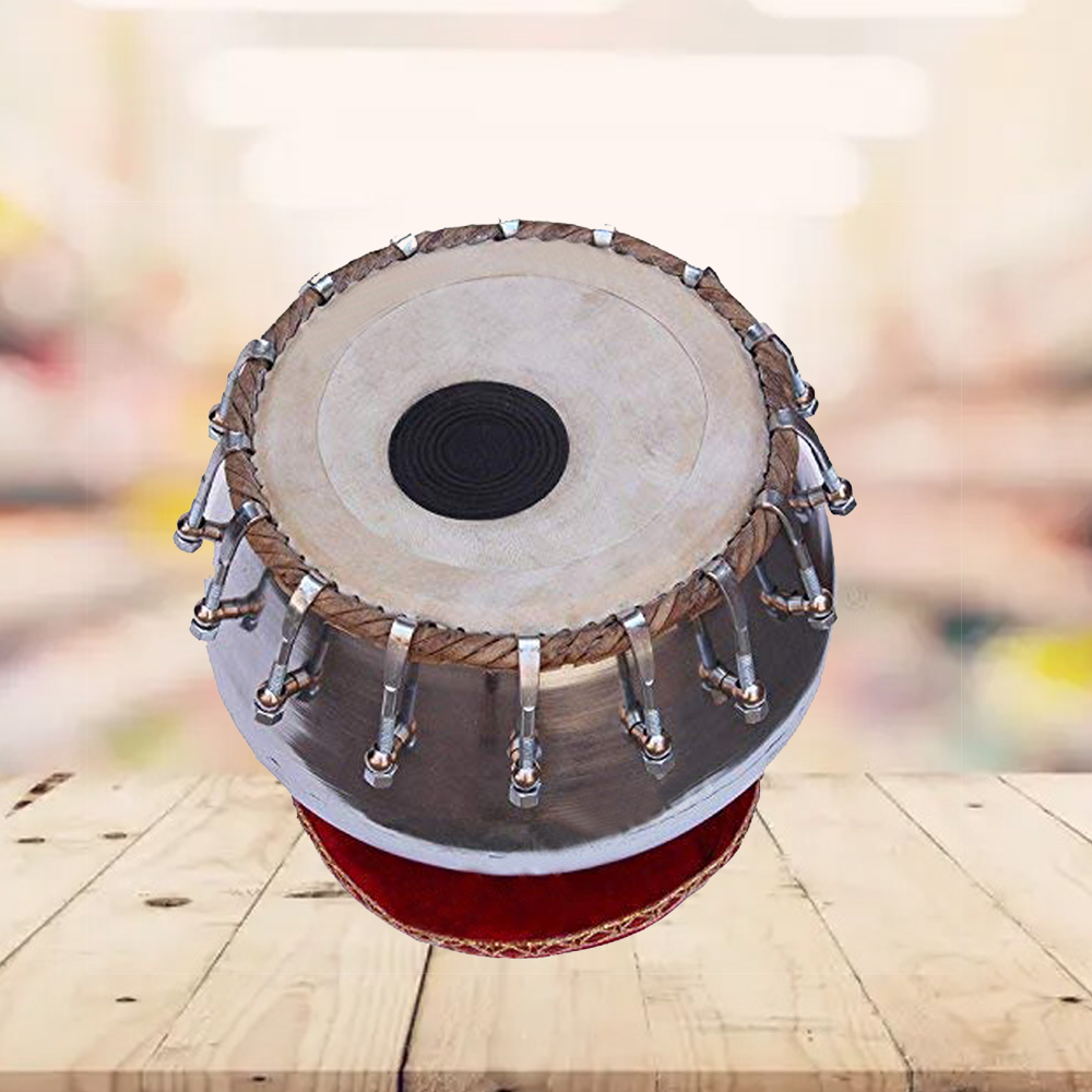 Binas Tabla Drum Set,Nut/Bolt Tuned Iron Tabla Set Quality, 3 Kilograms Bayan - Double Color, Rose wood Dayan Tuneable To C Sharp, Padded Bag, Book, Hammer, Cushions, Cover,Hand Drums musical instrument