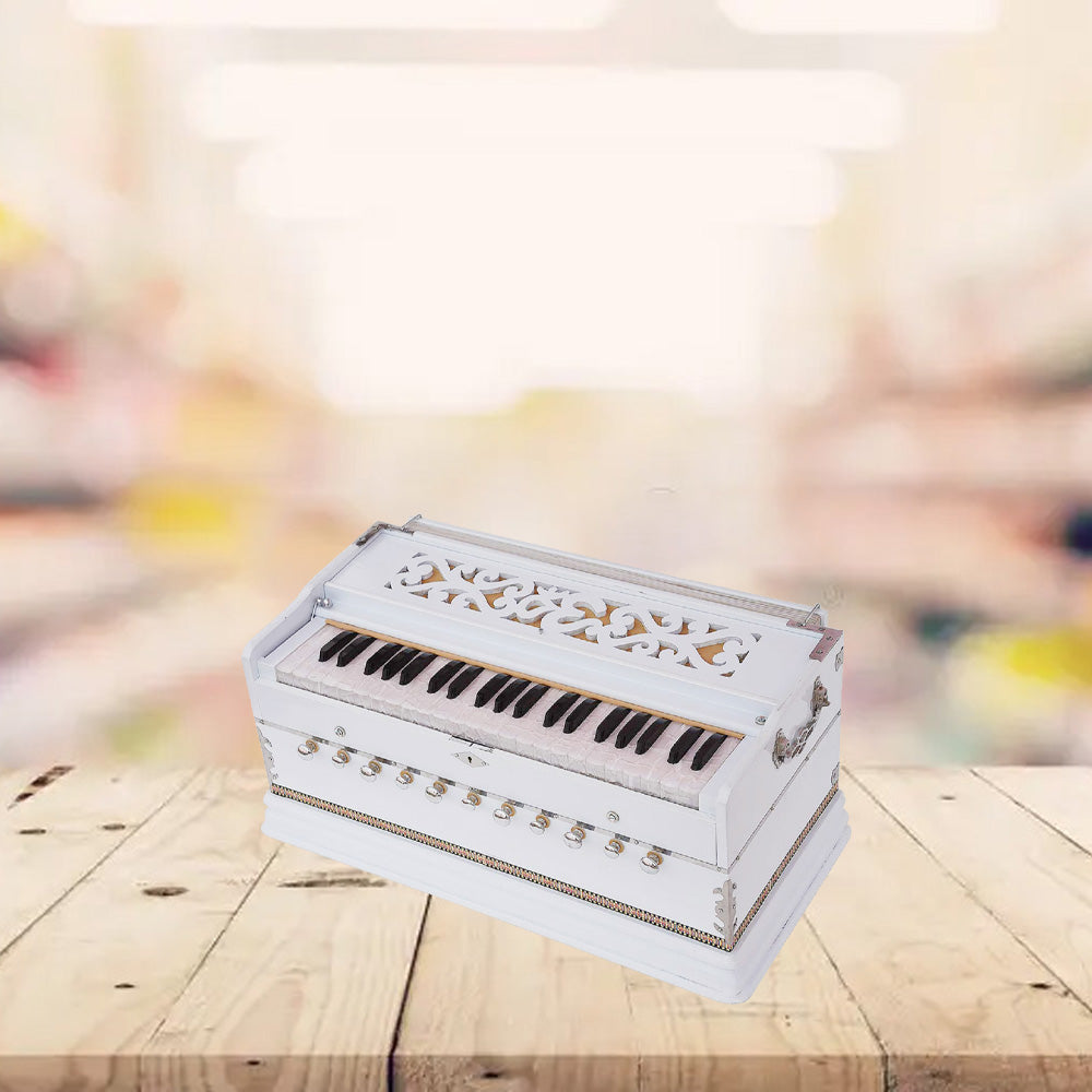 Binas Harmonium Traveler Hand Pumped /Portable/Folding 9 Stops- 5 Main & 4 Drones, 3½ Octaves, Teak Color, Coupler, Gig Bag, Bass-Male Reed - 440 Hz, Suitable for Yoga, Bhajan, Kirtan, etc