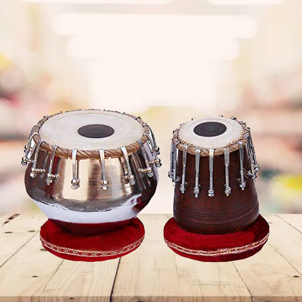 Binas Tabla Drum Set,Nut/Bolt Tuned Iron Tabla Set Quality, 3 Kilograms Bayan - Double Color, Rose wood Dayan Tuneable To C Sharp, Padded Bag, Book, Hammer, Cushions, Cover,Hand Drums musical instrument