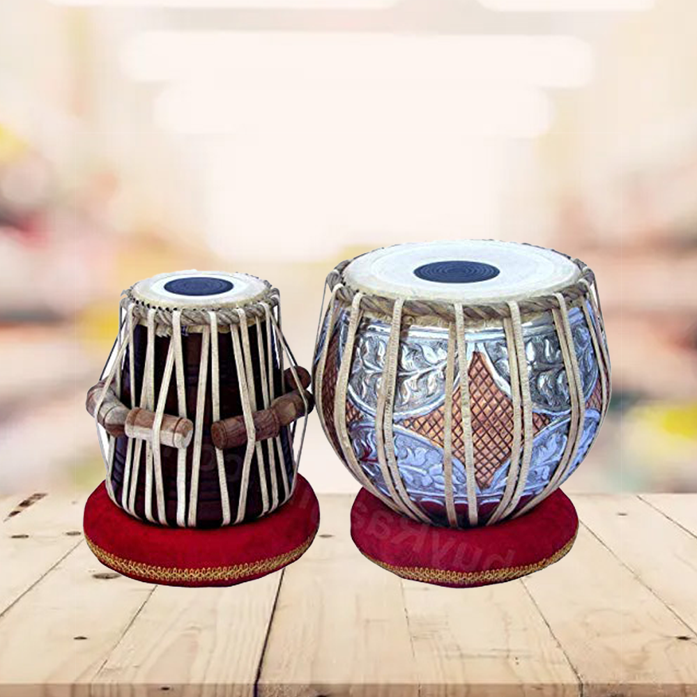 Binas Tabla Drum Set,Concert Quality, 3 Kilograms Copper Bayan - Double Color, Rose wood Dayan Tuneable To C Sharp, Padded Bag, Book, Hammer, Cushions, Cover,Hand Drums musical instrument