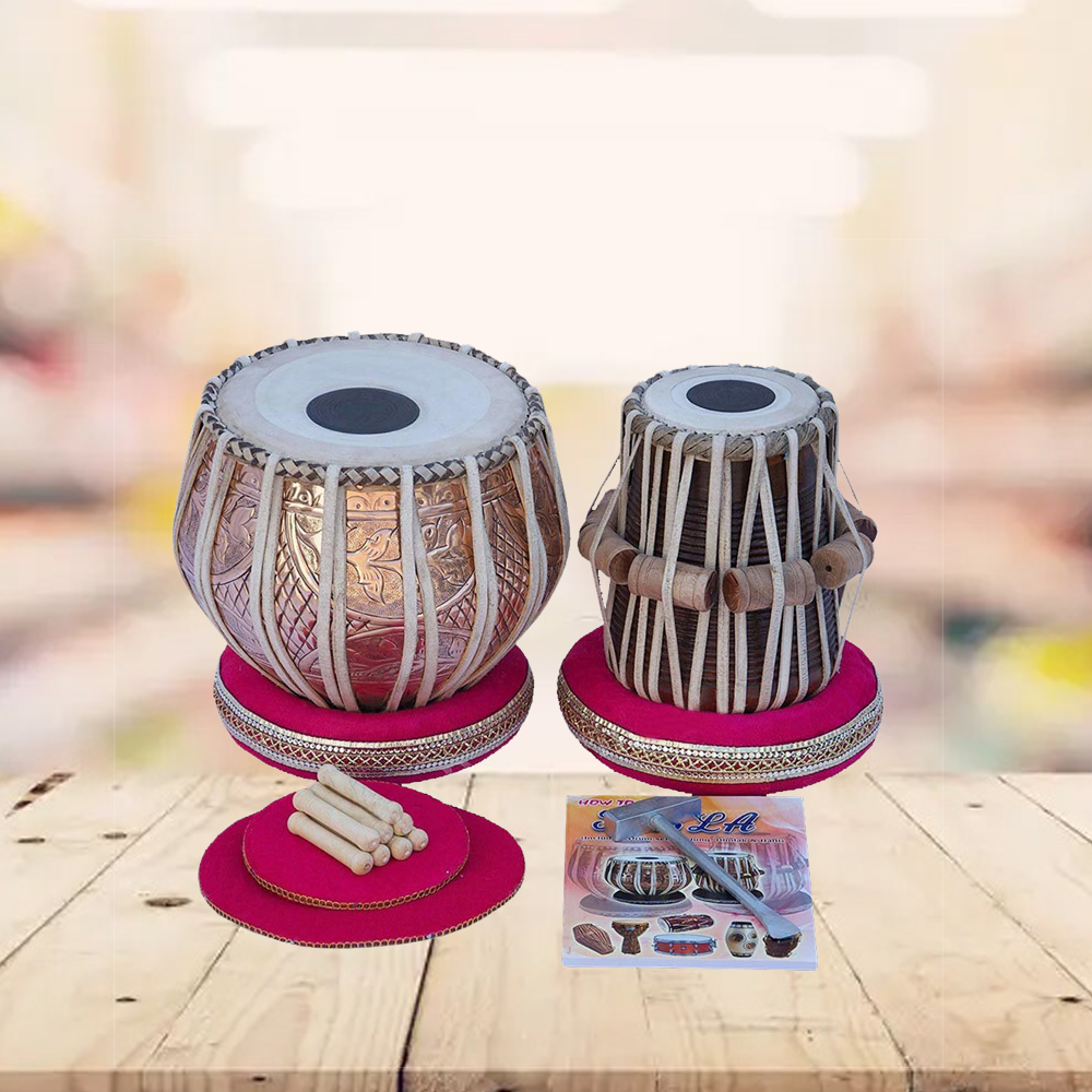 Binas Pro 2.50 KG Copper Tabla Set, Bayan, Finest Rose wood Dayan, Bag, Hammer musical instrument