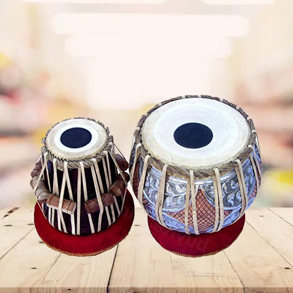 Binas Tabla Drum Set,Concert Quality, 3 Kilograms Copper Bayan - Double Color, Rose wood Dayan Tuneable To C Sharp, Padded Bag, Book, Hammer, Cushions, Cover,Hand Drums musical instrument