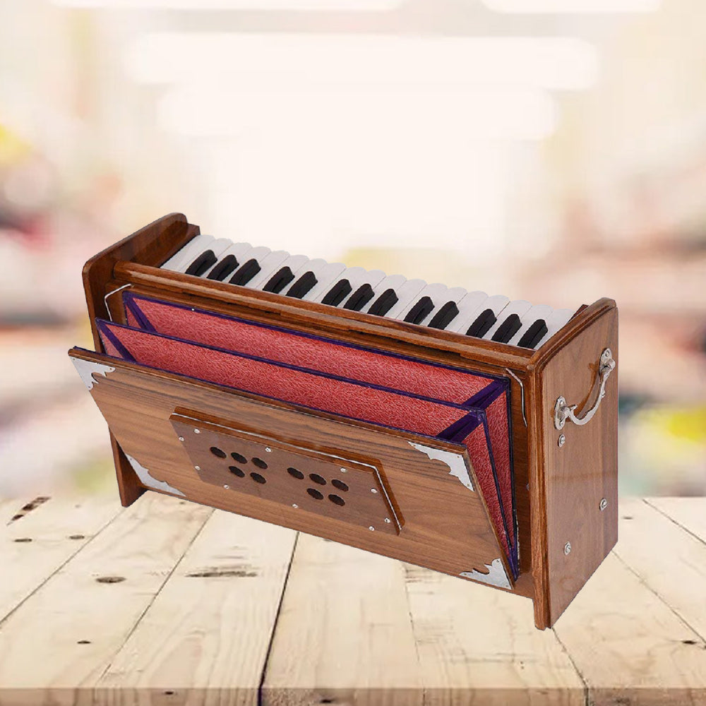 Binas Shruti, Box Dulcetina Hand Pumped Teak Wood Compact Size, Easy to Carry, 2¾ Octaves, Natural Wood Color, Gig Bag, Bass & Male Reed- 440 Hz, Suitable for Yoga, Bhajan, Kirtan,  Mantra