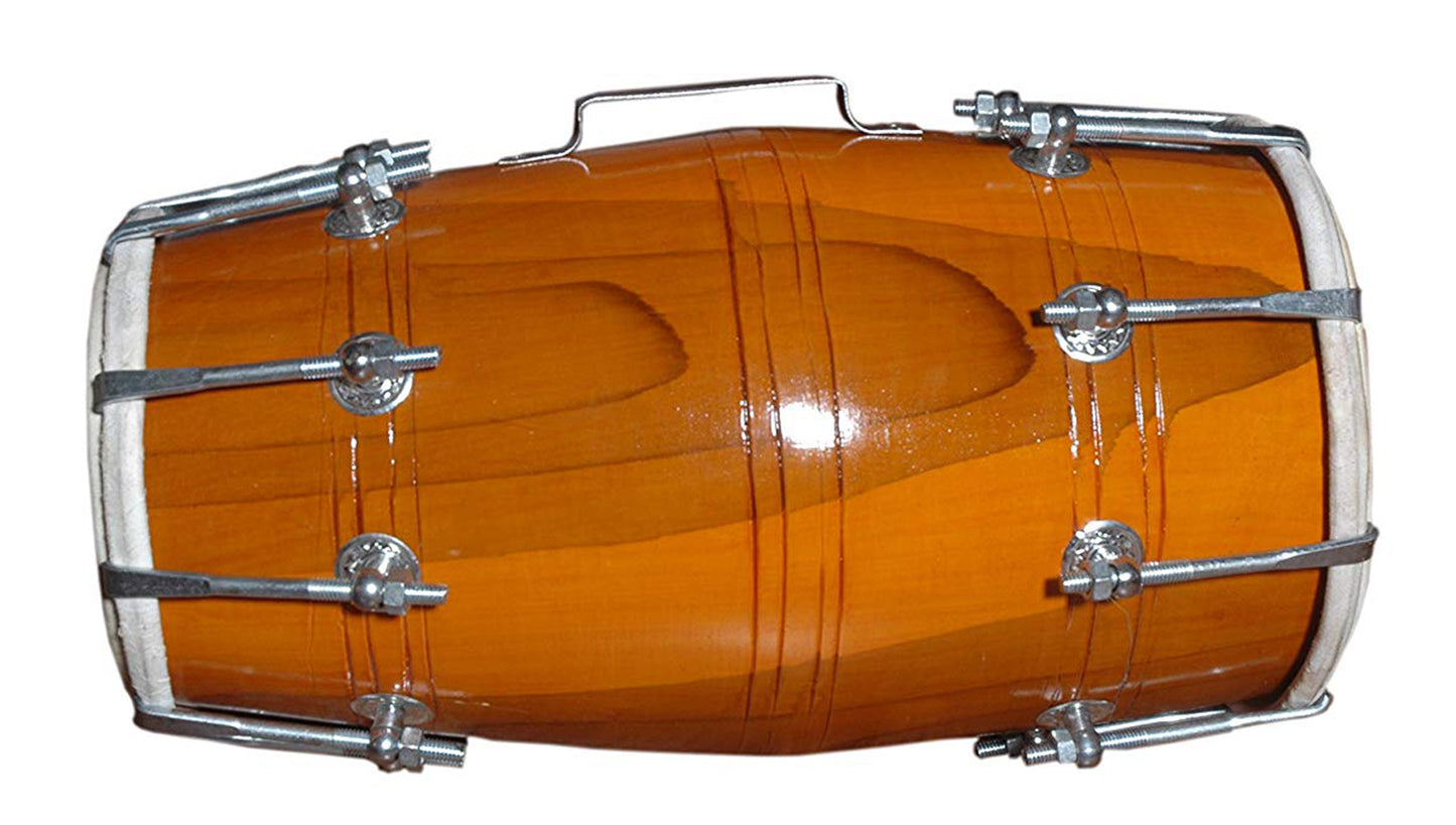 Binas 16-Inches Mango wood Dhol dholki With nuts Tuning Spanner + Carrey Bag Musical instrument Folk New dholak drum dhol