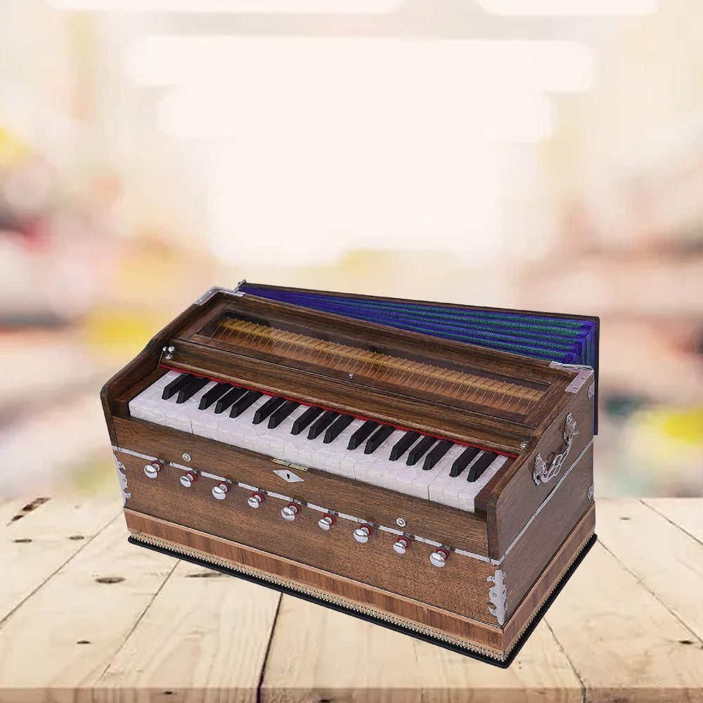 Binas Harmonium Pro Grade 9 Stops- 5 Main & 4 Drone, 3½ Octave, Coupler, Rat Color, Gig Bag, Bass/Male Reed Tuned- 440Hz, Best for Yoga, Bhajan, Kirtan, Shruti, Mantra, Chant, Meditation Hand Pumped