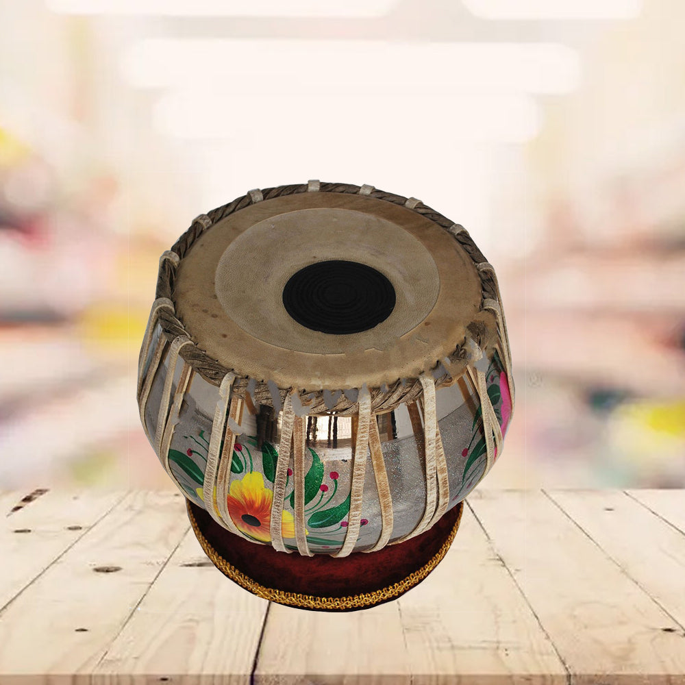 Binas Wood TB-0100 Hand Made Brass Tabla Set Silver Color - A Musical Instrument.