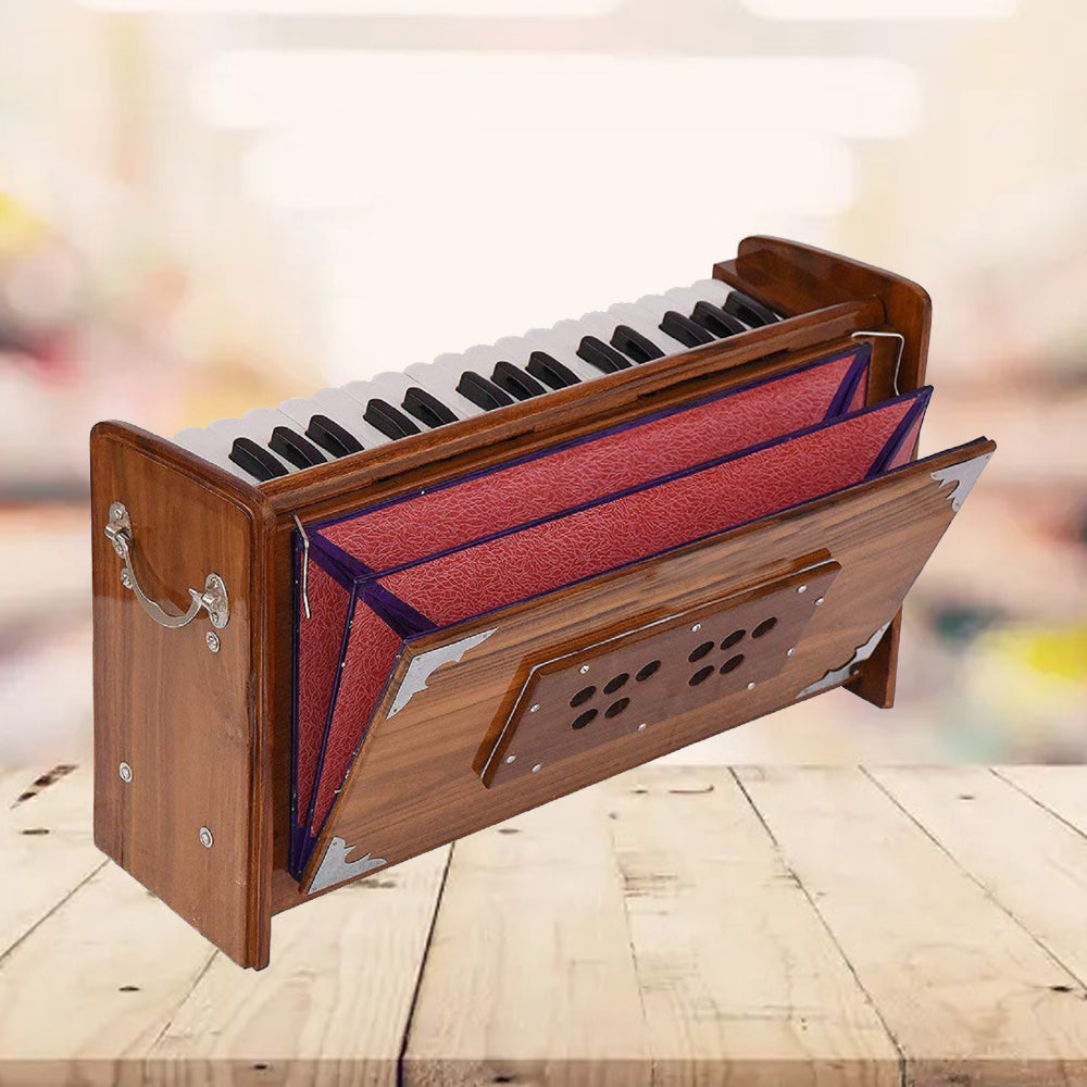 Binas Shruti, Box Dulcetina Hand Pumped Teak Wood Compact Size, Easy to Carry, 2¾ Octaves, Natural Wood Color, Gig Bag, Bass & Male Reed- 440 Hz, Suitable for Yoga, Bhajan, Kirtan,  Mantra