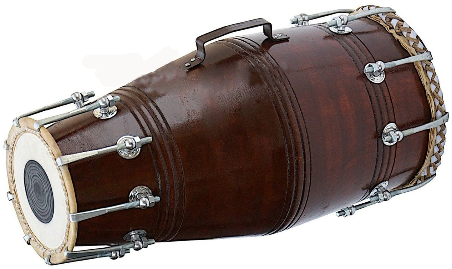 Binas Professional dholak drum Musical instruments Folk New Teak Wood 21 Inches nut bolt Dholak Dhol dholki + nuts Tuning Spanner + Carrey Bag