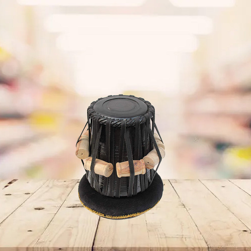 Binas Wood TB-0100 Hand Made Black Tabla Set Silver Color - A Musical Instrument.