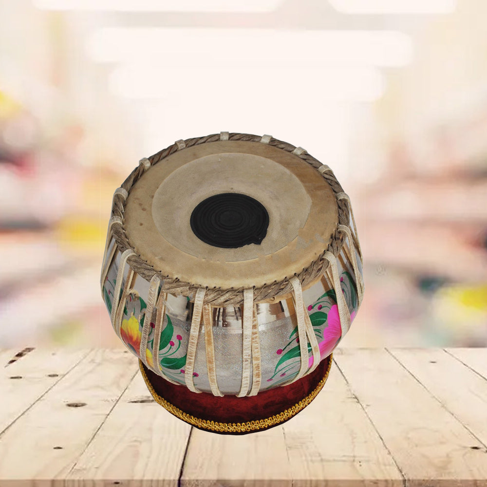 Binas Wood TB-0100 Hand Made Brass Tabla Set Silver Color - A Musical Instrument.
