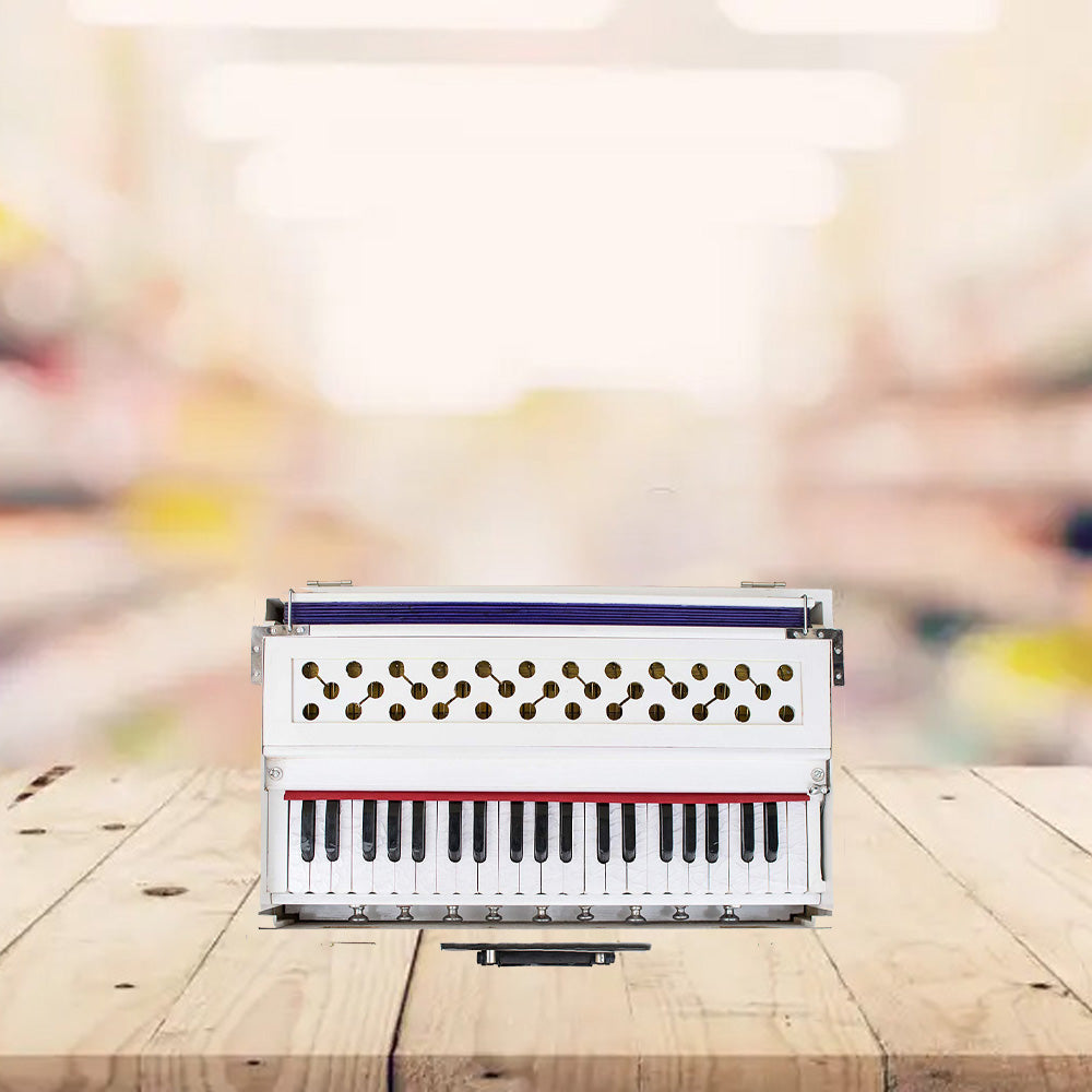 Binas Harmonium Traveler Hand Pumped/Portable/Folding 9 Stops- 5 Main & 4 Drones, 3½ Octaves, Teak Color, Coupler, Gig Bag, Bass-Male Reed - 440 Hz, Suitable for Yoga, Bhajan, Kirtan, etc