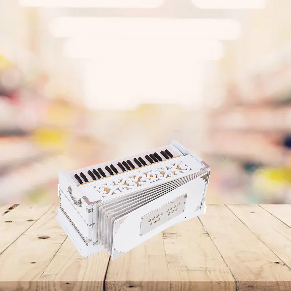 Binas Harmonium Traveler Hand Pumped /Portable/Folding 9 Stops- 5 Main & 4 Drones, 3½ Octaves, Teak Color, Coupler, Gig Bag, Bass-Male Reed - 440 Hz, Suitable for Yoga, Bhajan, Kirtan, etc