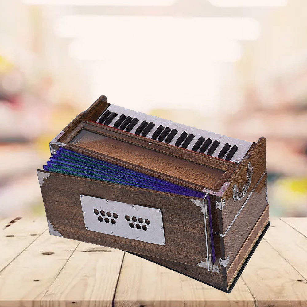 Binas Harmonium Pro Grade 9 Stops- 5 Main & 4 Drone, 3½ Octave, Coupler, Rat Color, Gig Bag, Bass/Male Reed Tuned- 440Hz, Best for Yoga, Bhajan, Kirtan, Shruti, Mantra, Chant, Meditation Hand Pumped