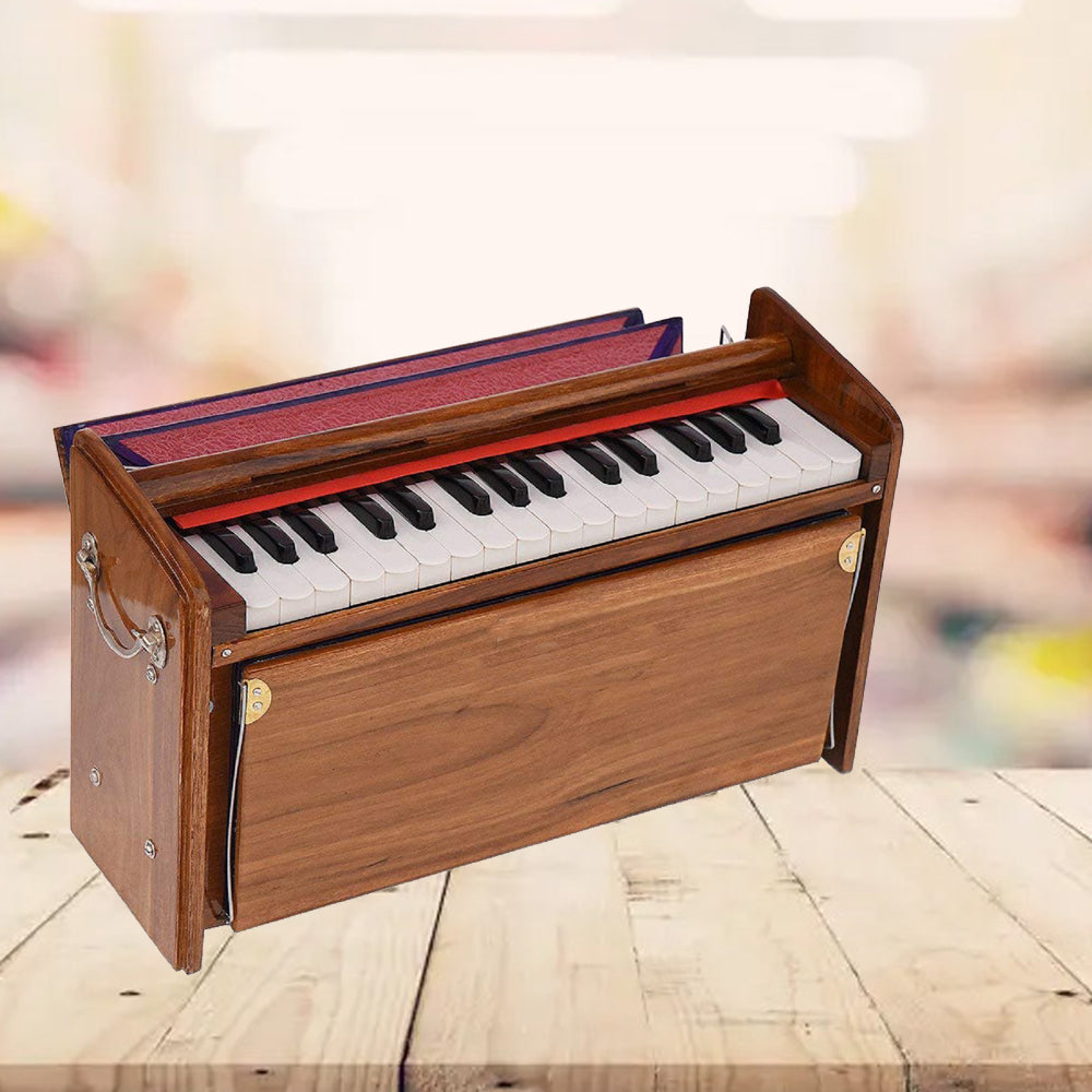 Binas Shruti, Box Dulcetina Hand Pumped Teak Wood Compact Size, Easy to Carry, 2¾ Octaves, Natural Wood Color, Gig Bag, Bass & Male Reed- 440 Hz, Suitable for Yoga, Bhajan, Kirtan,  Mantra