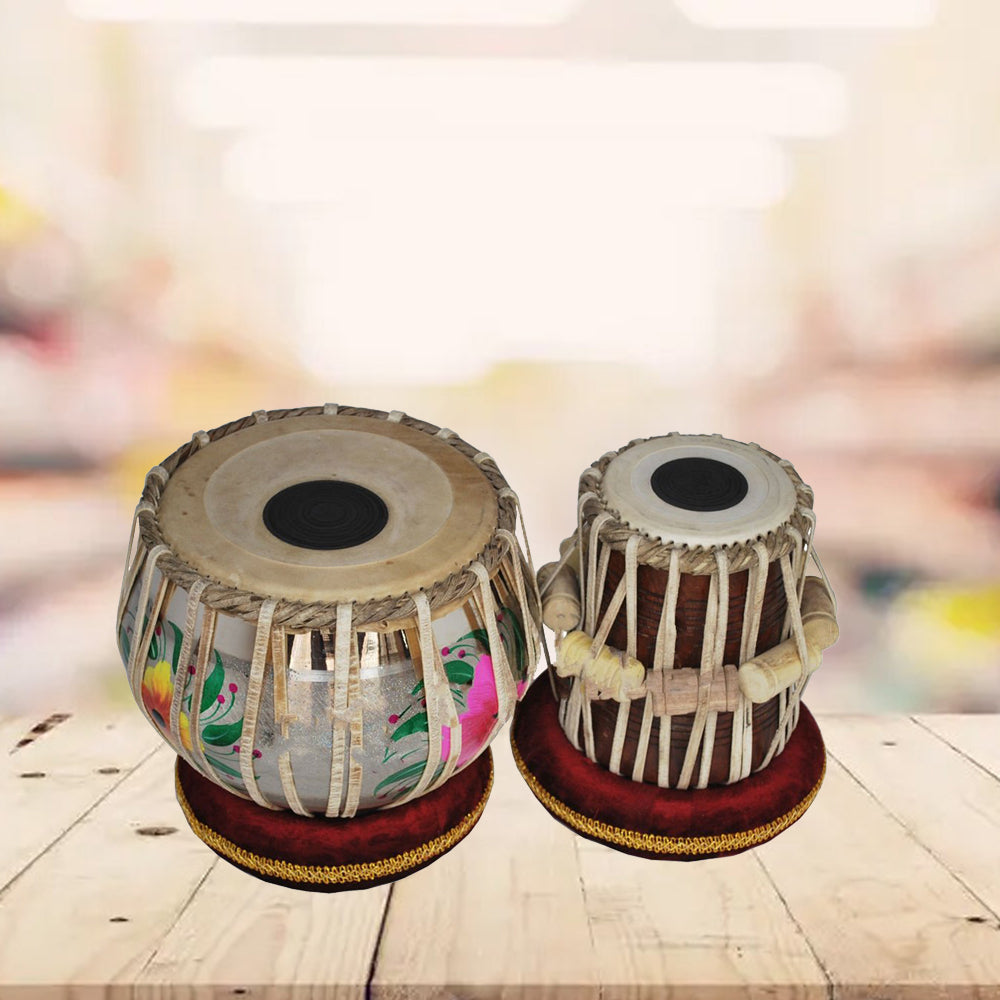 Binas Wood TB-0100 Hand Made Brass Tabla Set Silver Color - A Musical Instrument.
