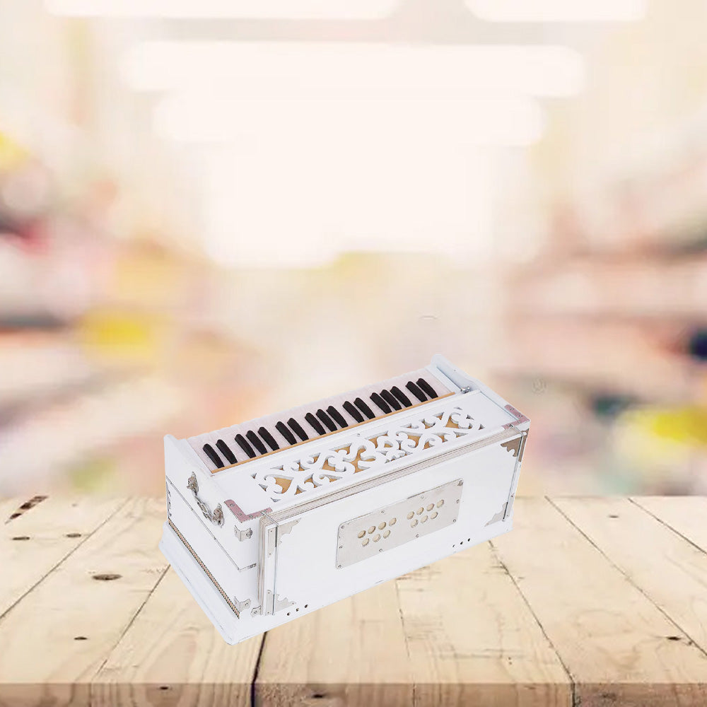 Binas Harmonium Traveler Hand Pumped /Portable/Folding 9 Stops- 5 Main & 4 Drones, 3½ Octaves, Teak Color, Coupler, Gig Bag, Bass-Male Reed - 440 Hz, Suitable for Yoga, Bhajan, Kirtan, etc