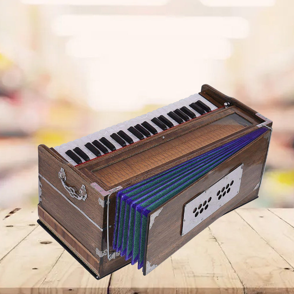 Binas Harmonium Pro Grade 9 Stops- 5 Main & 4 Drone, 3½ Octave, Coupler, Rat Color, Gig Bag, Bass/Male Reed Tuned- 440Hz, Best for Yoga, Bhajan, Kirtan, Shruti, Mantra, Chant, Meditation Hand Pumped