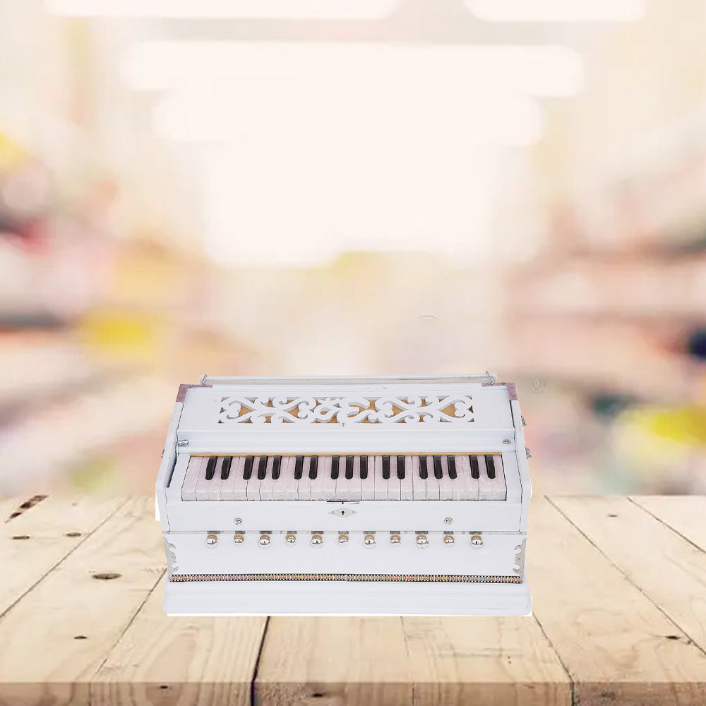 Binas Harmonium Traveler Hand Pumped /Portable/Folding 9 Stops- 5 Main & 4 Drones, 3½ Octaves, Teak Color, Coupler, Gig Bag, Bass-Male Reed - 440 Hz, Suitable for Yoga, Bhajan, Kirtan, etc