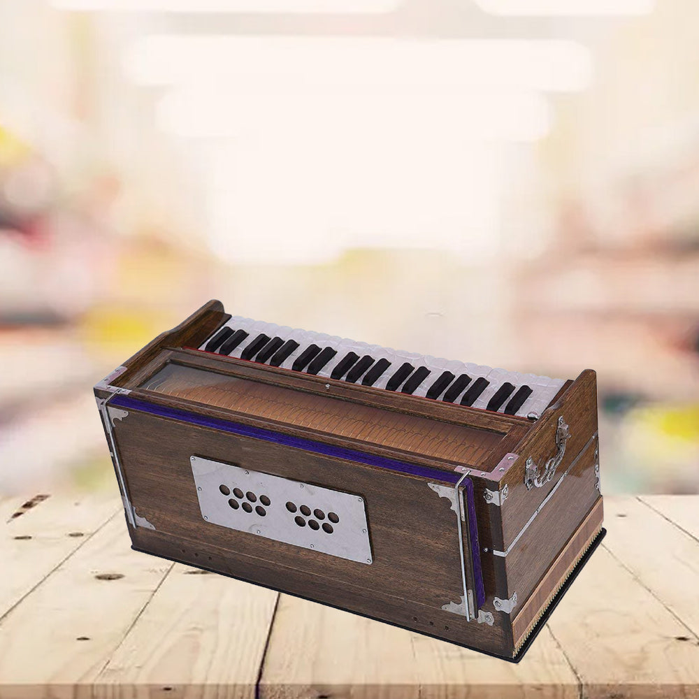 Binas Harmonium Pro Grade 9 Stops- 5 Main & 4 Drone, 3½ Octave, Coupler, Rat Color, Gig Bag, Bass/Male Reed Tuned- 440Hz, Best for Yoga, Bhajan, Kirtan, Shruti, Mantra, Chant, Meditation Hand Pumped