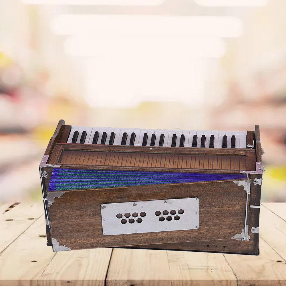 Binas Harmonium Pro Grade 9 Stops- 5 Main & 4 Drone, 3½ Octave, Coupler, Rat Color, Gig Bag, Bass/Male Reed Tuned- 440Hz, Best for Yoga, Bhajan, Kirtan, Shruti, Mantra, Chant, Meditation Hand Pumped