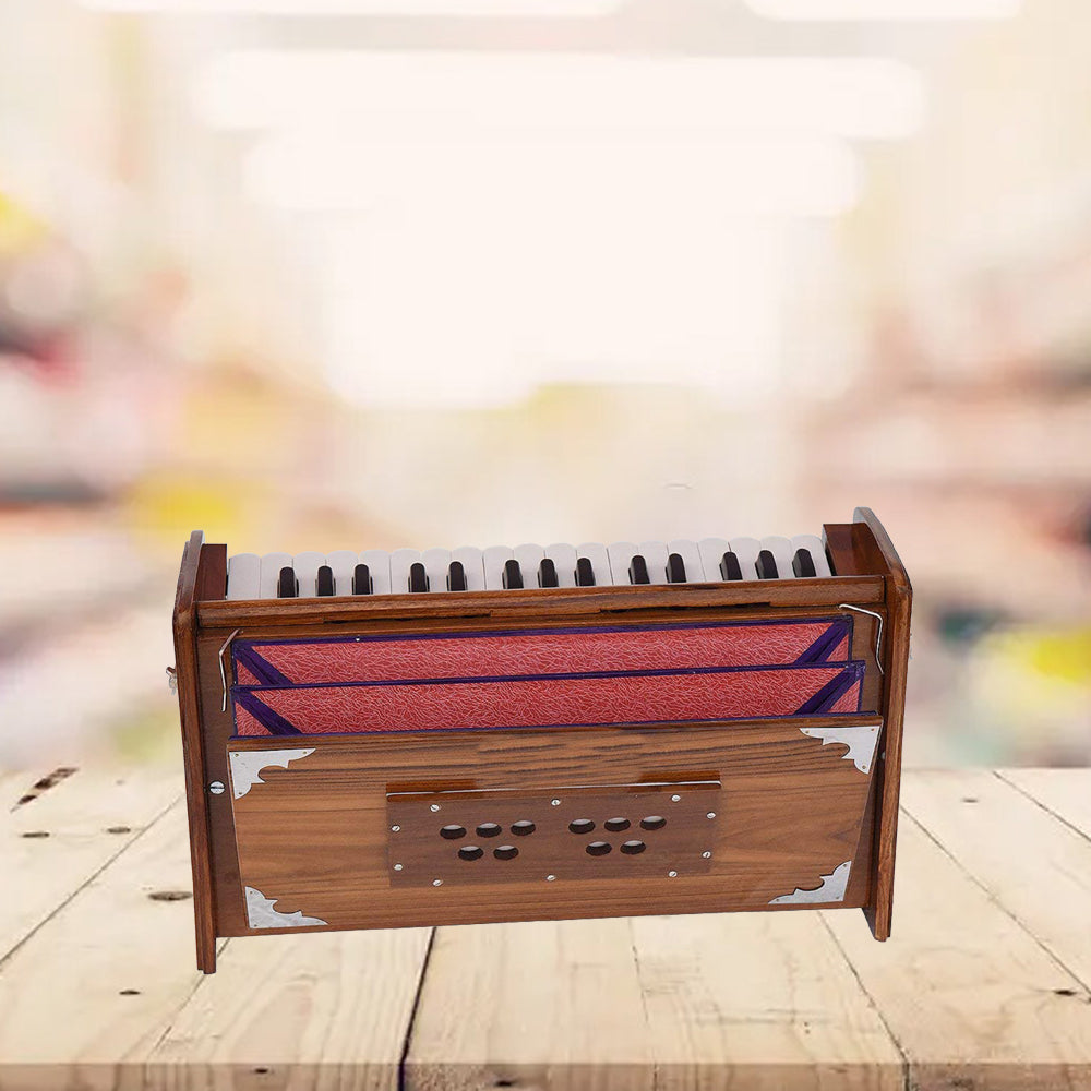 Binas Shruti, Box Dulcetina Hand Pumped Teak Wood Compact Size, Easy to Carry, 2¾ Octaves, Natural Wood Color, Gig Bag, Bass & Male Reed- 440 Hz, Suitable for Yoga, Bhajan, Kirtan,  Mantra