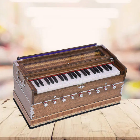 Binas Harmonium Pro Grade 9 Stops- 5 Main & 4 Drone, 3½ Octave, Coupler, Rat Color, Gig Bag, Bass/Male Reed Tuned- 440Hz, Best for Yoga, Bhajan, Kirtan, Shruti, Mantra, Chant, Meditation Hand Pumped