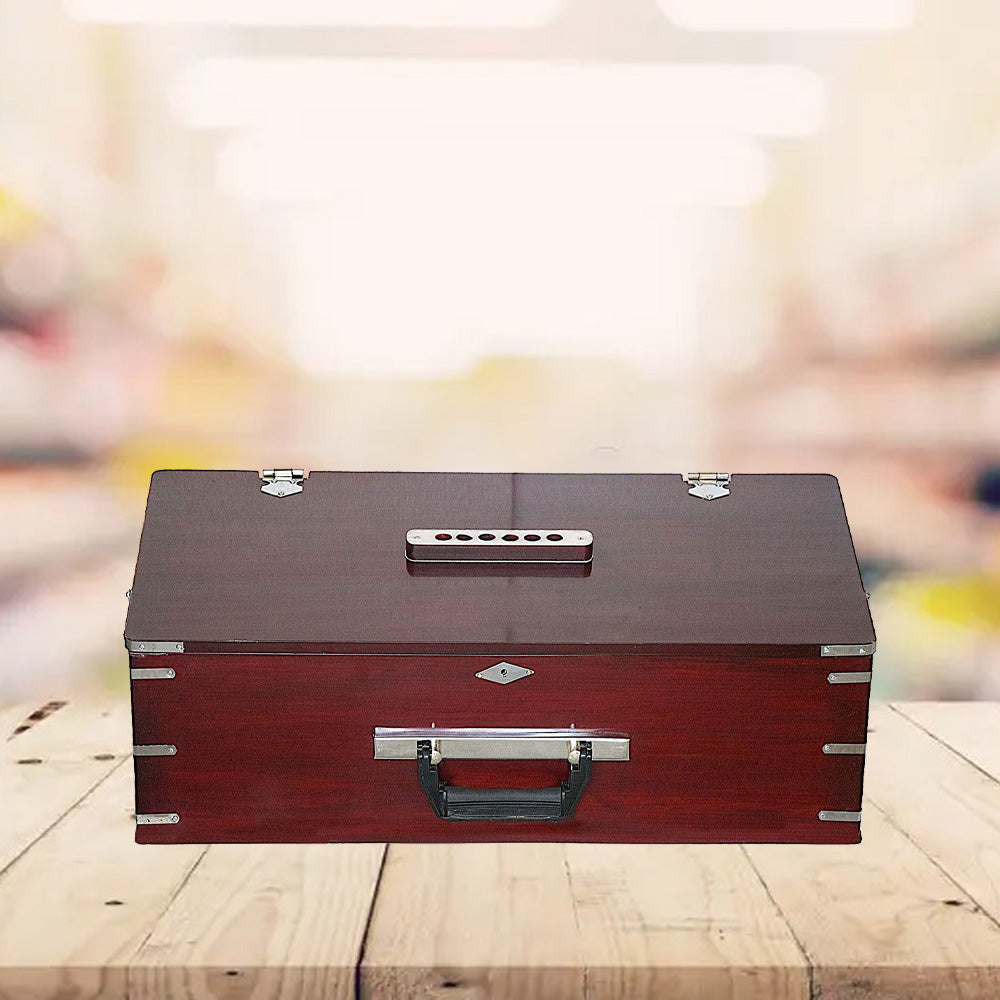 Binas Harmonium Traveler Hand Pumped/Portable/Folding 9 Stops- 5 Main & 4 Drones, 3½ Octaves, Teak Color, Coupler, Gig Bag, Bass-Male Reed - 440 Hz, Suitable for Yoga, Bhajan, Kirtan, etc